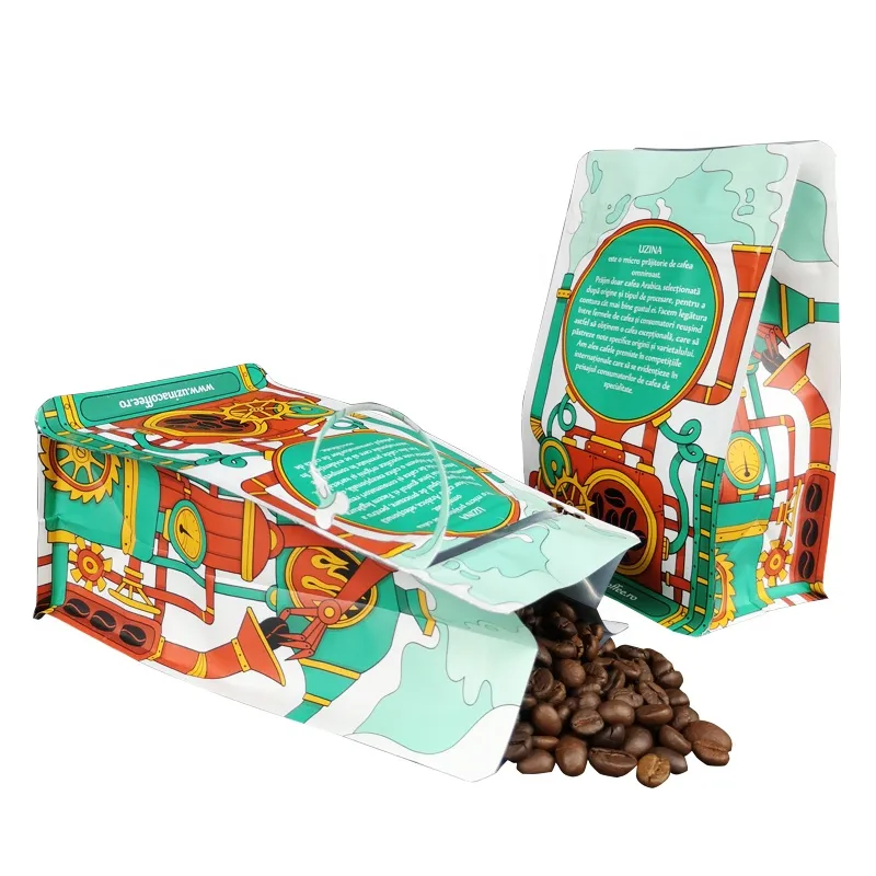 1 Lb Coffee Bags Stock Matte Black Coffee Pouches Bags Aluminum Foil Coffee Bags with Reusable Zipper