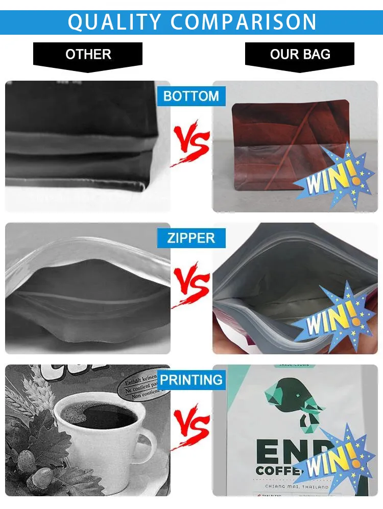 1 Lb Coffee Bags Stock Matte Black Coffee Pouches Bags Aluminum Foil Coffee Bags with Reusable Zipper