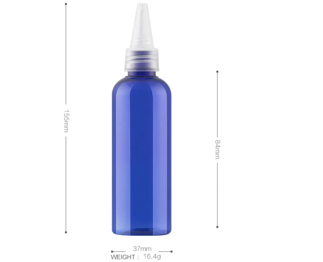 100 Ml Clear Round Pet Plastic Cosmetic Squeeze Bottle for Hair Oil