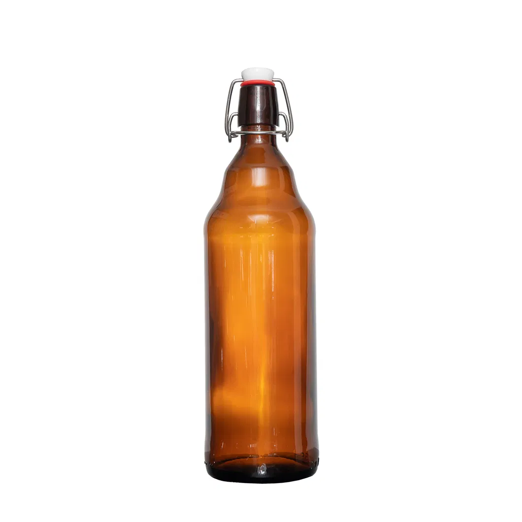 1000ml Empty Amber Sparking Wine Bottle with Swing Top for Beer Drinking