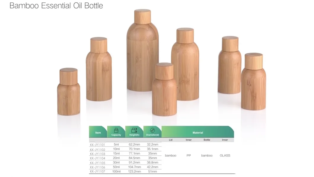 100ml Bamboo Essential Oil Bottle for Cosmetic Packaging