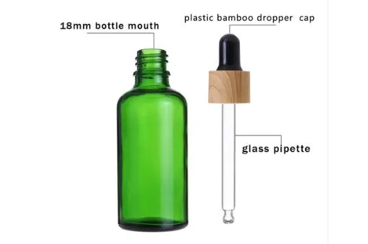 10ml 50ml Green Essential Oil Glass Serum Glass Tincture Dropper Bottles
