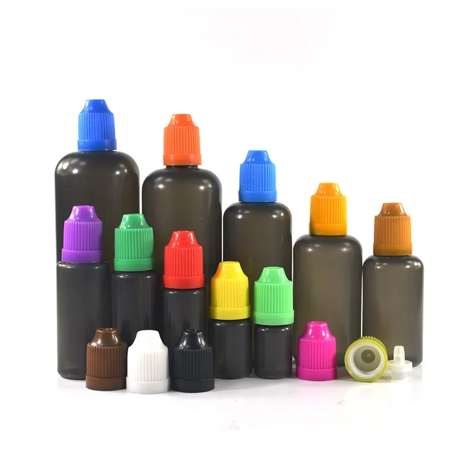 10ml Soft Black PE Bottles for E-Liquid Pet E Liquid Eye Drops Dropper Gorilla Plastic Bottle with Screw Childproof Cap