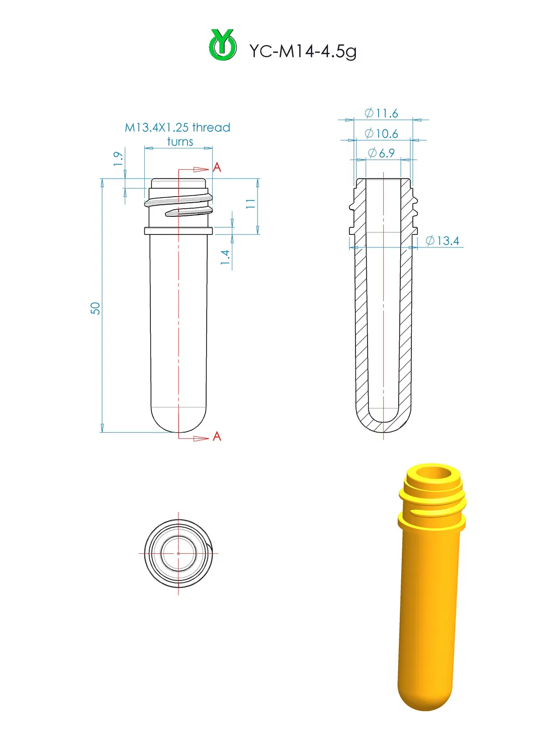 14mm 4G 4.3G 4.5g Pet Bottle Preform for Water Bottles Cosmetic Bottles Perfume Bottle and Medicine Bottle China Wholesale