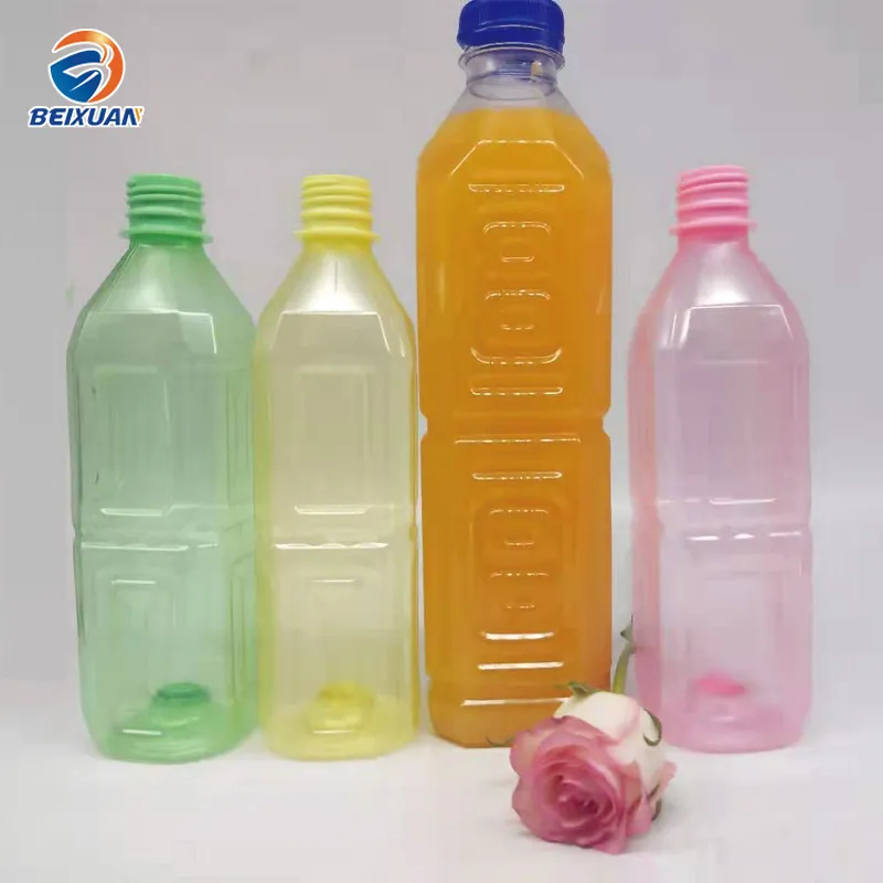 1500ml Colorful Square Shape Hot Fill Pet Plastic Bottle Big Capacity Juice Bottles