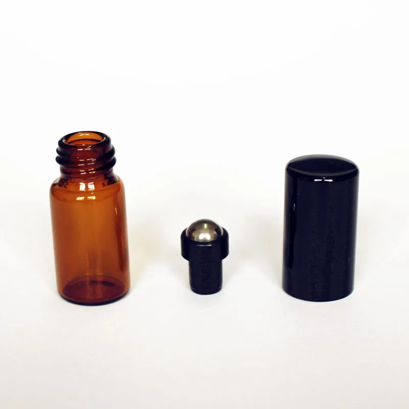 1ml 2ml 3ml 5ml 10ml 12ml Amber Glass Roll on Bottle Thin Glass with Metal Roller Ball