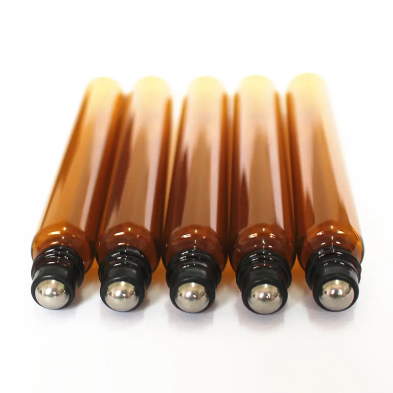 1ml 2ml 3ml 5ml 10ml 12ml Amber Glass Roll on Bottle Thin Glass with Metal Roller Ball