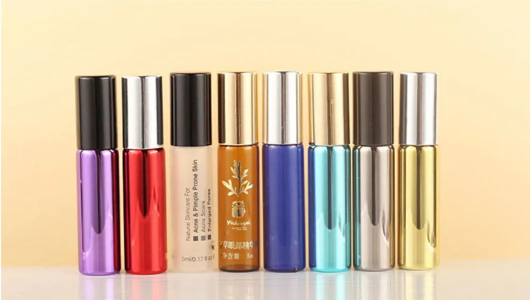 1ml 2ml 3ml 5ml 10ml 12ml Amber Glass Roll on Bottle Thin Glass with Metal Roller Ball