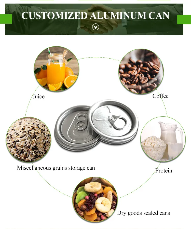 200 Sot B64 Customized Printing Beverage Can Easy Open Aluminum Can Lid