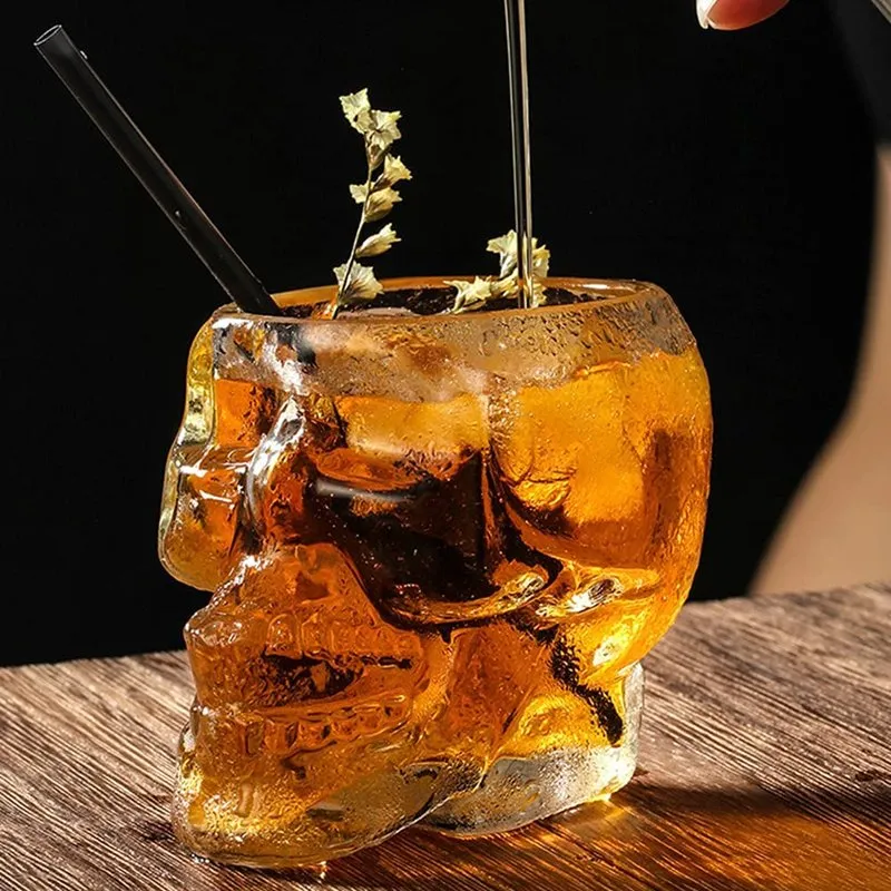 200ml 400ml Customize Skull Glass Wine Drinking Glass Gift Engraved Vodka Spirits Whiskey Halloween Christmas Birthday Decoration Bottle