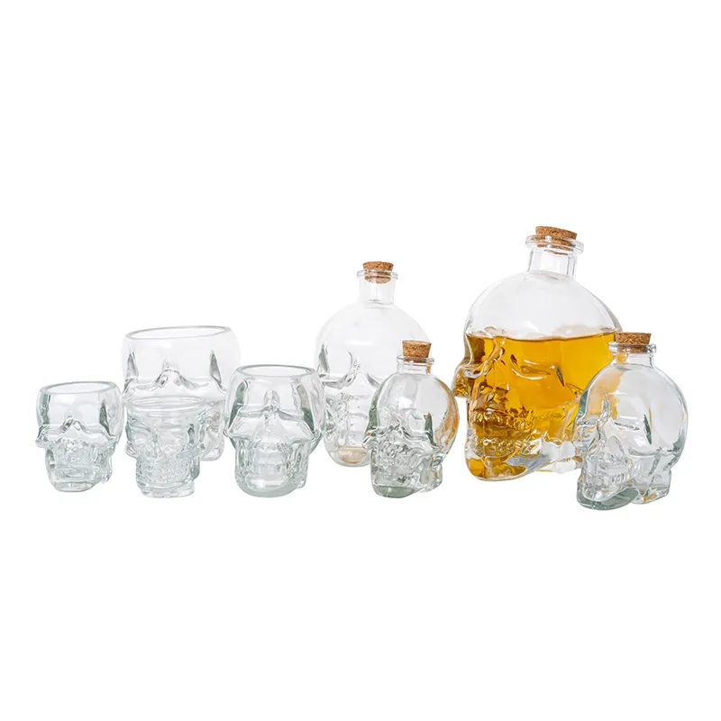 200ml 400ml Customize Skull Glass Wine Drinking Glass Gift Engraved Vodka Spirits Whiskey Halloween Christmas Birthday Decoration Bottle