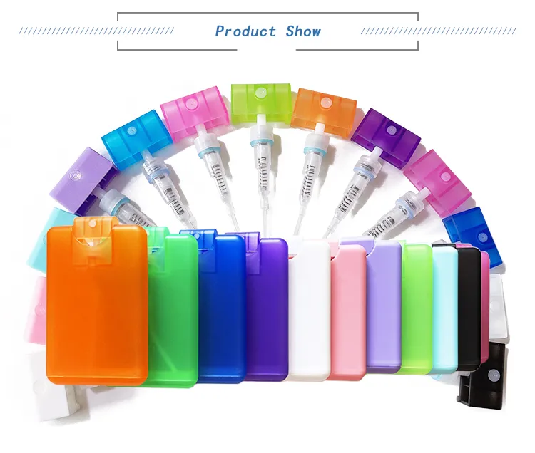 20ml Rectangle PP Plastic Pocket Sized Refilled Credit Card Spray Mini Hand Pump Perfume Bottle for Perfume Atomizer