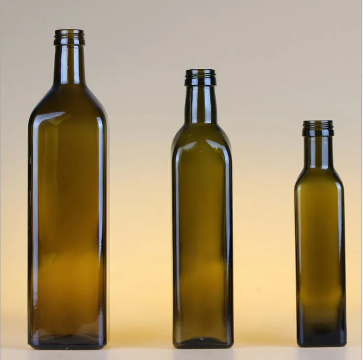 25cl Dark Green Olive Oil Glass Bottle with Screw Aluminum Cap