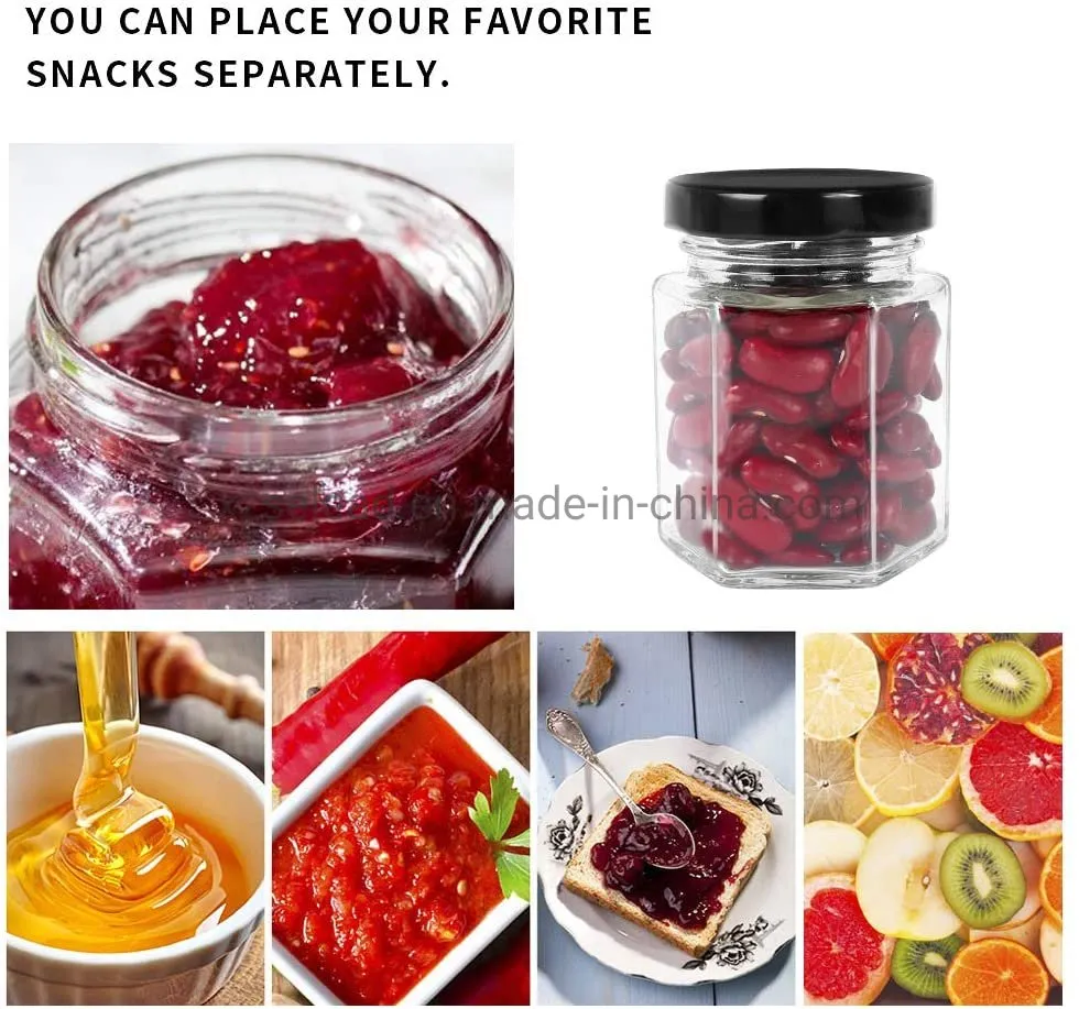 280ml 380ml Hexagon Pickles Jar Honey Jam Food Storage Jar with Silver Color Cap