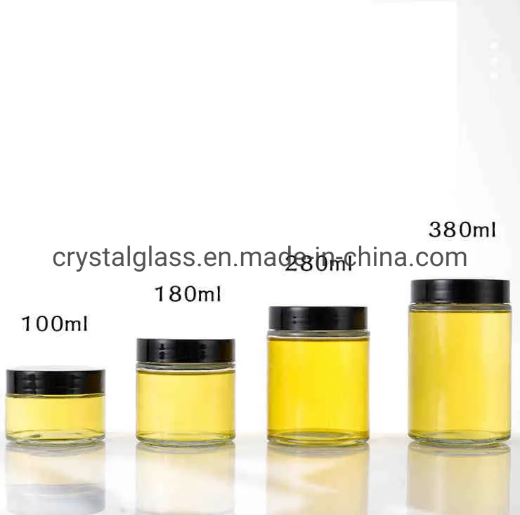 30ml 50ml 4oz 8oz 16oz 32oz 1000ml Cylinder Transparent Storage Honey Glass Jar with Screw Plastic Cap Metal Lid