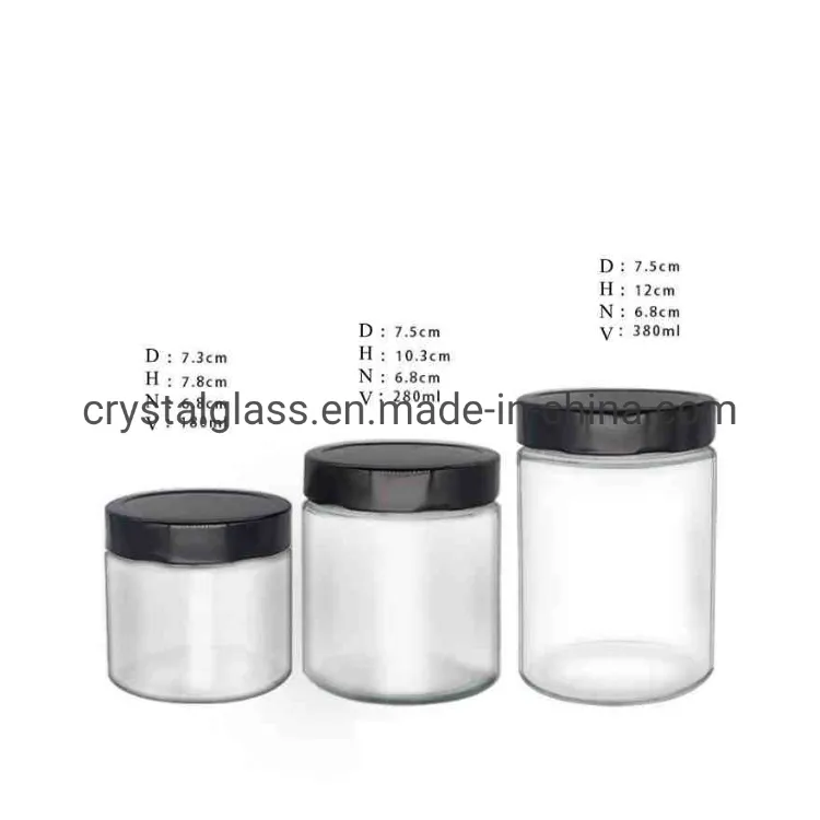30ml 50ml 4oz 8oz 16oz 32oz 1000ml Cylinder Transparent Storage Honey Glass Jar with Screw Plastic Cap Metal Lid
