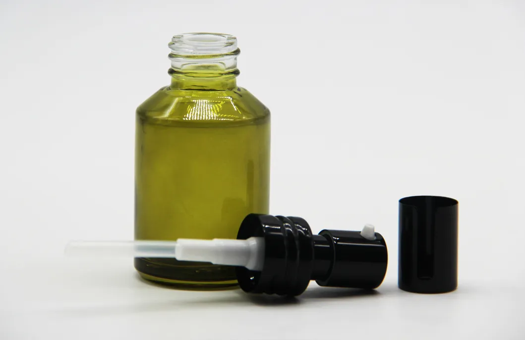 30ml Tawdry Green Black Small Cover Oblique Shoulder Glass Press Cosmetics Lotion Essence Pressure Pump Bottle