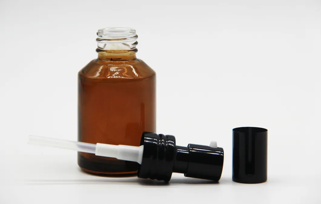 30ml Tawdry Green Black Small Cover Oblique Shoulder Glass Press Cosmetics Lotion Essence Pressure Pump Bottle