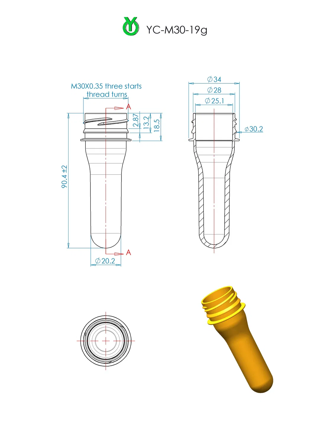 30mm 19g Pet Preform for Cosmetic Bottle Packaging Perfume Bottle Water Bottle High Class China Factory Price 3025