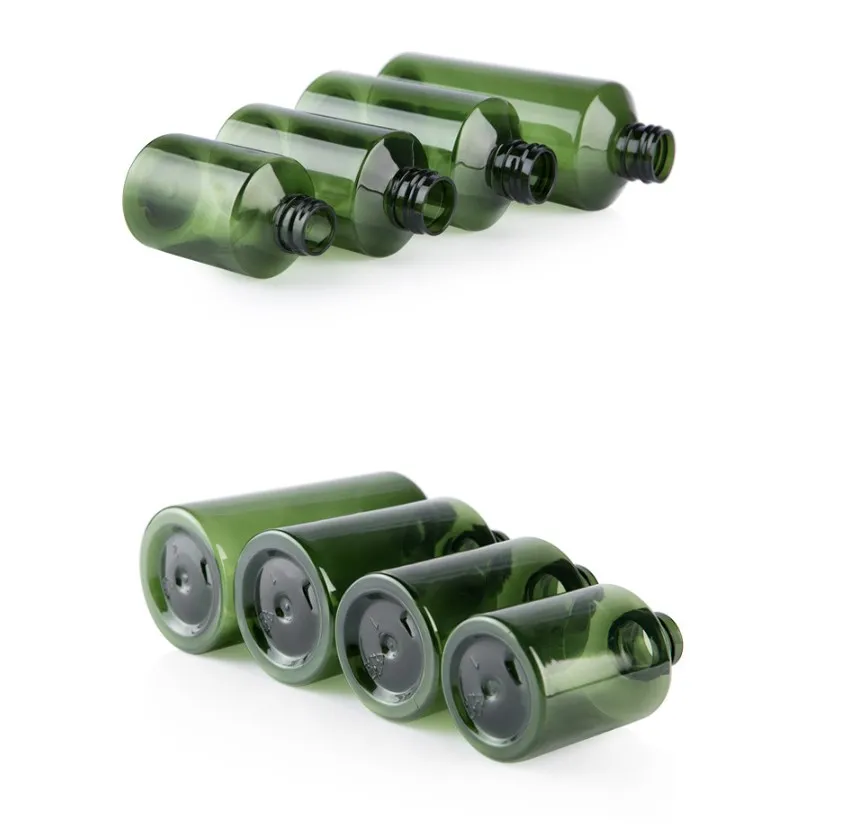 50/100/150/200/500ml Oblique Shoulder Spray Cosmetic Packaging Bottle Dark Green Fine Mist Packaging Pet Bottle