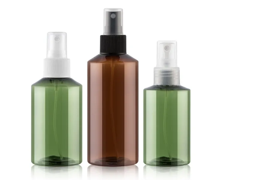 50/100/150/200/500ml Oblique Shoulder Spray Cosmetic Packaging Bottle Dark Green Fine Mist Packaging Pet Bottle