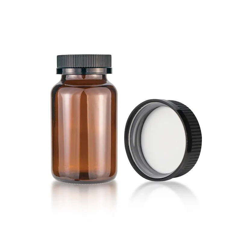 50 80 100 150 200 Ml Pharmaceutical Amber Capsule Glass Packaging Medicine Tablets Pill Bottles with Child Proof Cap