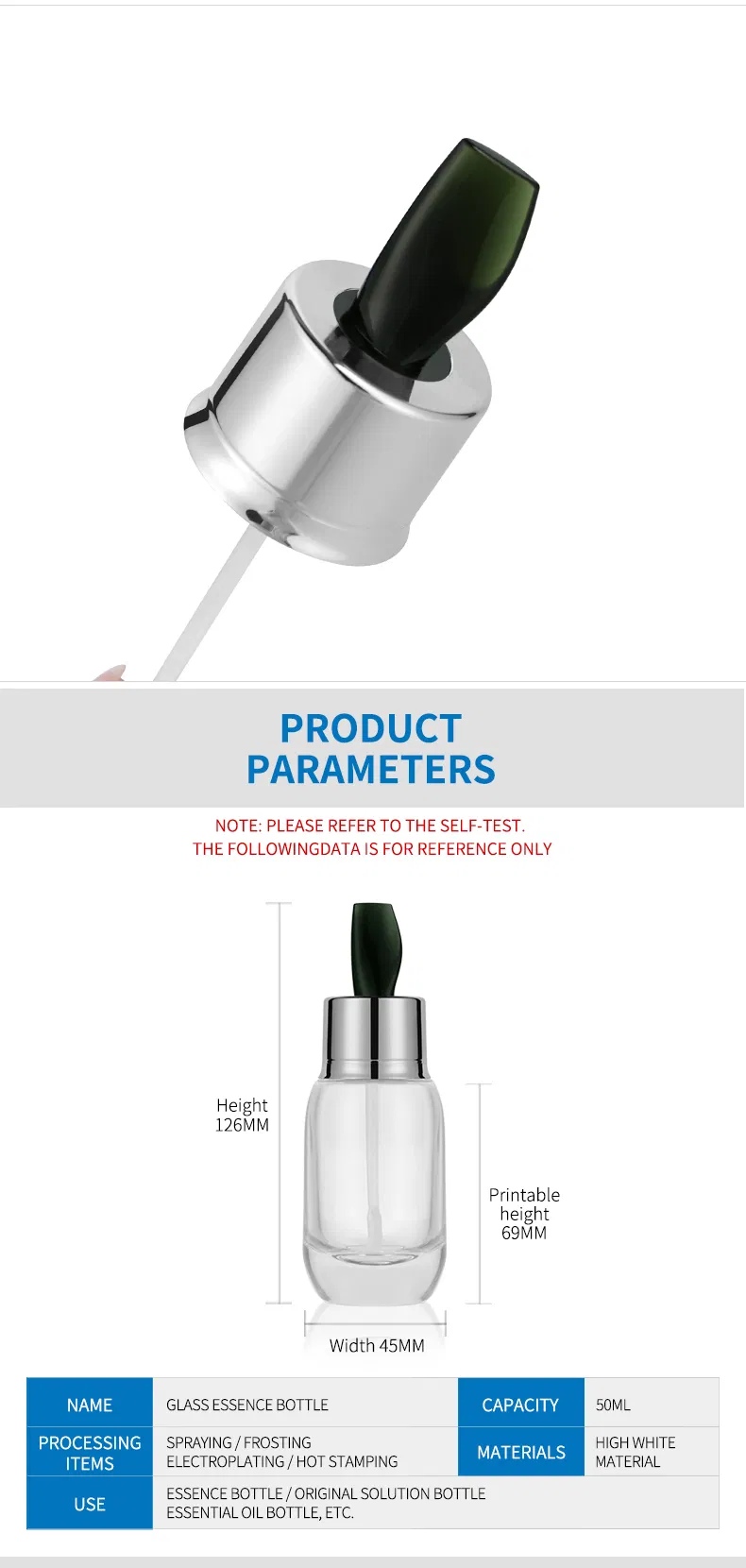 50ml Essence Glass Bottlecosmeticstock Solutionessential Oilsub-Bottling Manufacturers Spot Wholesaleglass Bottle