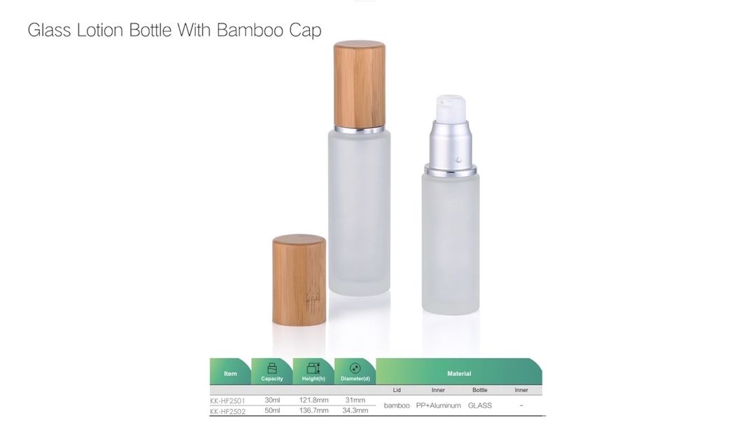 50ml Glass Lotion Bottle with Bamboo Cap