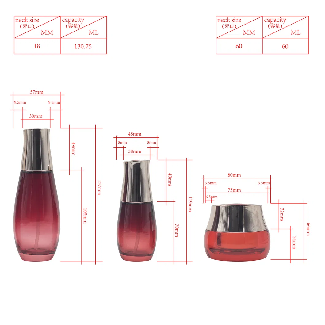 75ml/130ml/150ml Electroplating Pump Gradient Cosmetic Packaging Lotion Cream Jar Glass Bottle