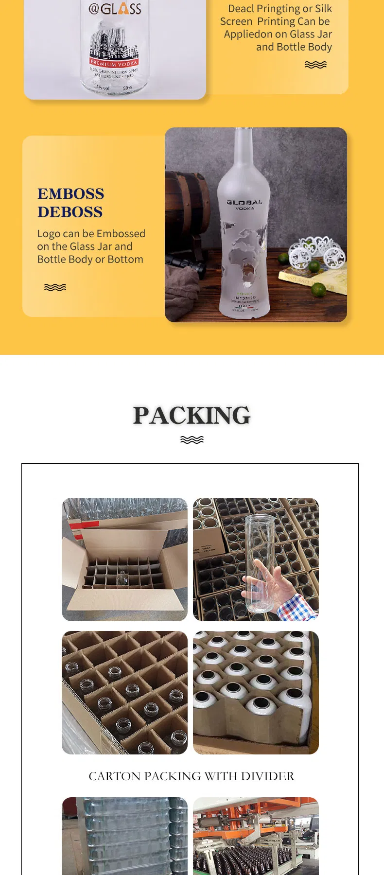 760ml Flint Glass Liqueurs Packing Bottle with Cork