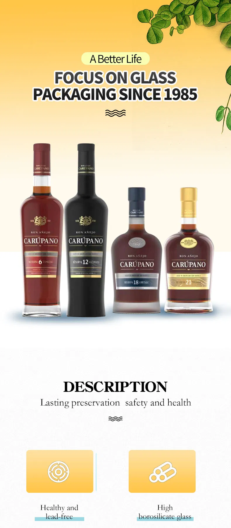 760ml Flint Glass Liqueurs Packing Bottle with Cork