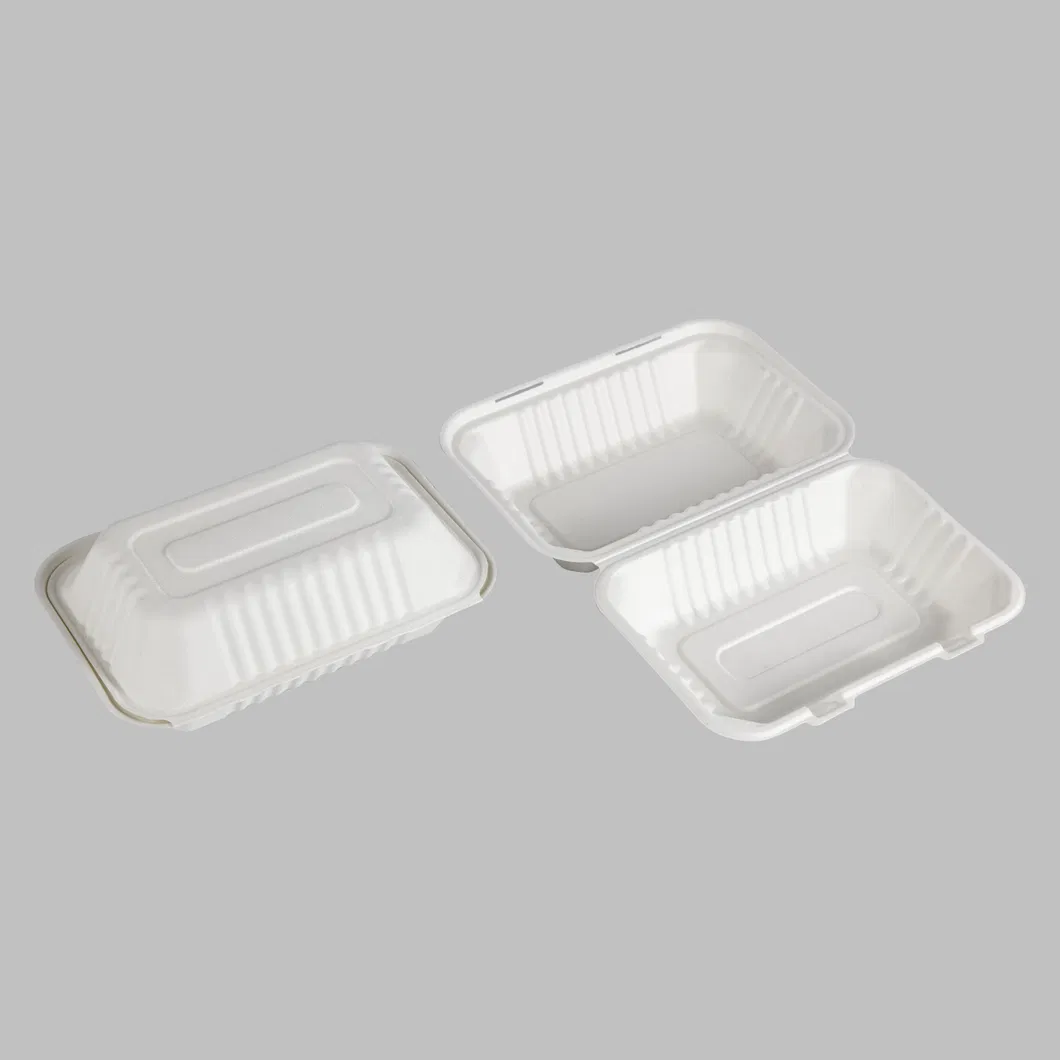 9" X 6" Clamshell Disposable Eco Containers Food Microwavable Hinged Container Boxes Restaurant Carryout Lunch Meal Takeout Box