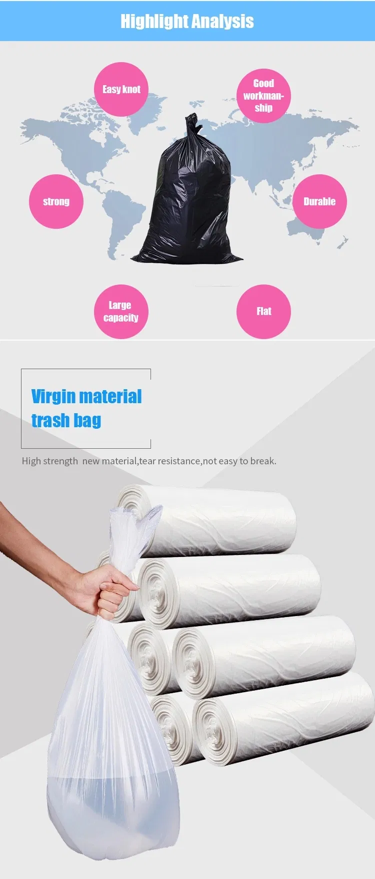 Accept Custom Biodegradable and Disposable Garbage Bag with Any Color