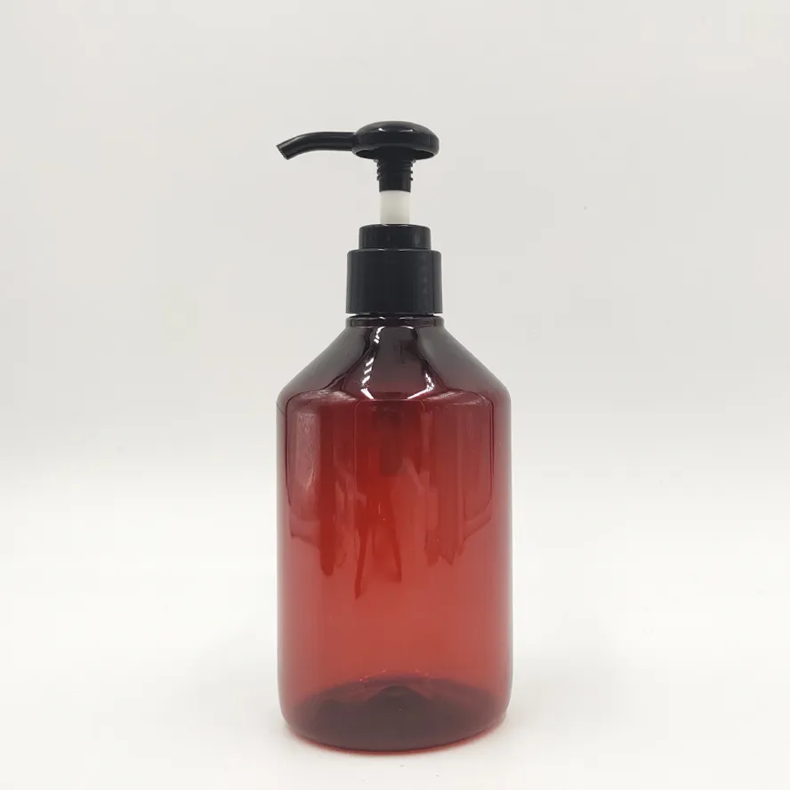 Amber Plastic 500ml Translucent Sloping Shoulder Plastic Bottle for Shampoo and Hand Sanitiser