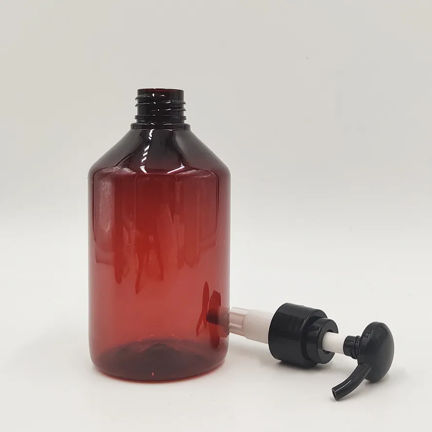 Amber Plastic 500ml Translucent Sloping Shoulder Plastic Bottle for Shampoo and Hand Sanitiser