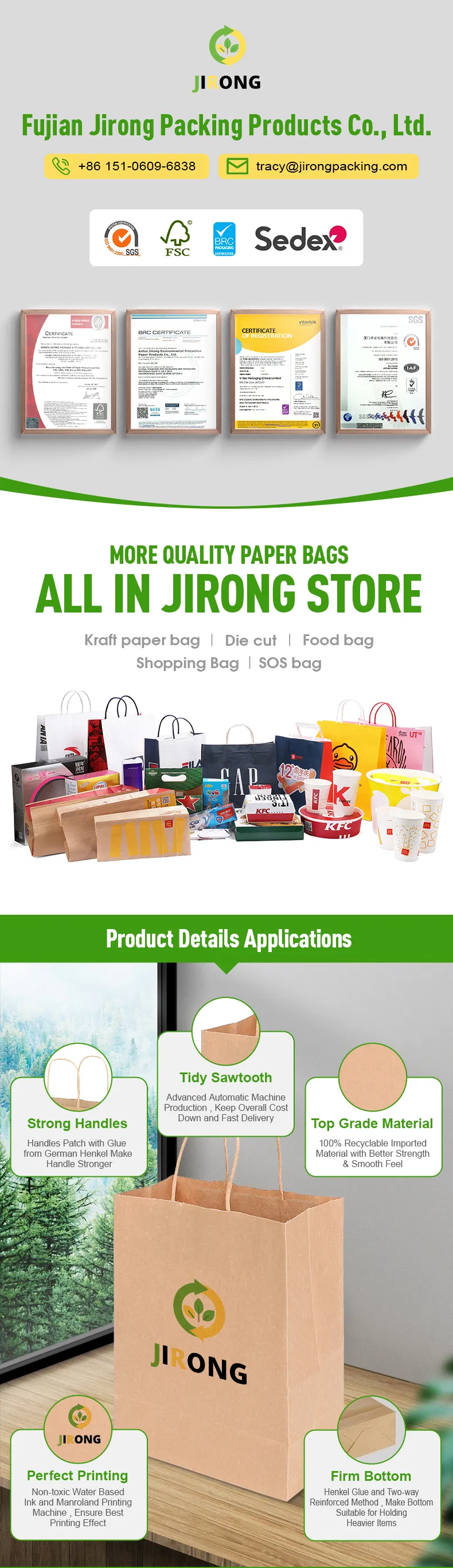Biodegradable Paper Shopping Bags with Handle Manufacturers