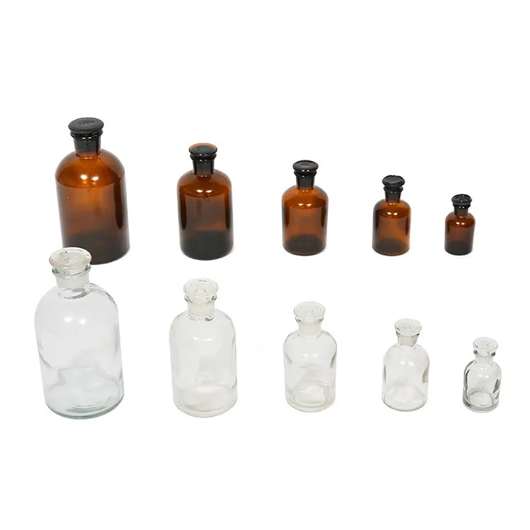 Clear and Amber Reagent Glass Apothecary Bottle Lab Apothecary Jars