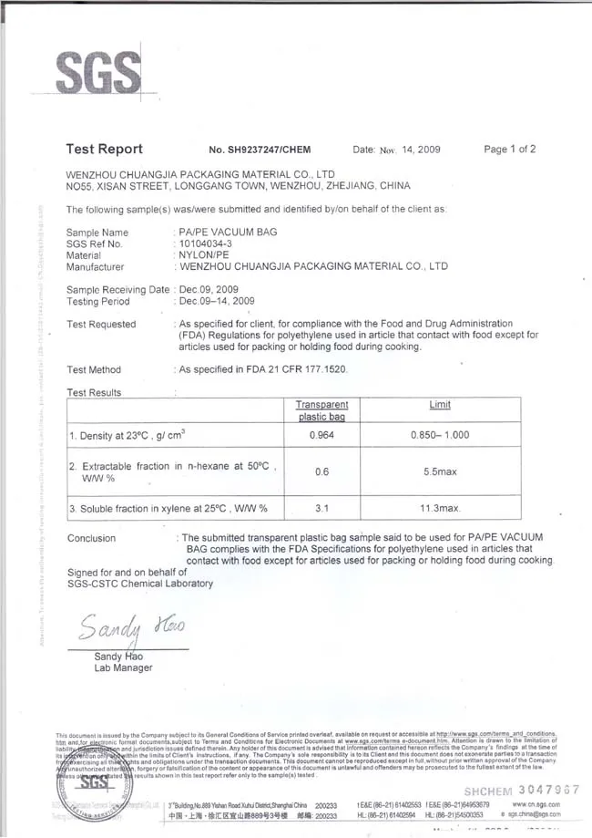 Clear High Temperature Plastic Retorting Pouch