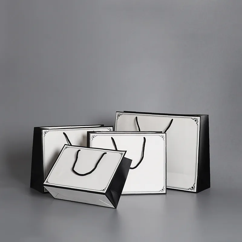 Custom Design Logo Printed Kraft Paper Jewelry Shopping Bag for Small Product with Handle