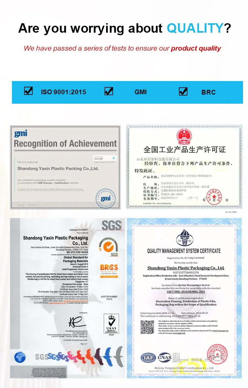 Custom Logo 500PCS Mini Quantity Plastic Stand up Pouch for Food Packaging