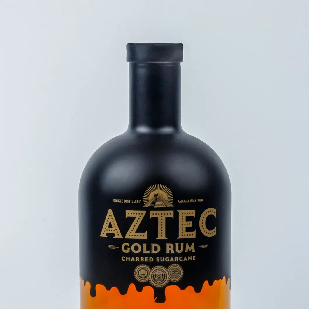 Custom Logo Printing Matte Black spray Coating 375ml 700ml 750ml Spirit Glass Bottle