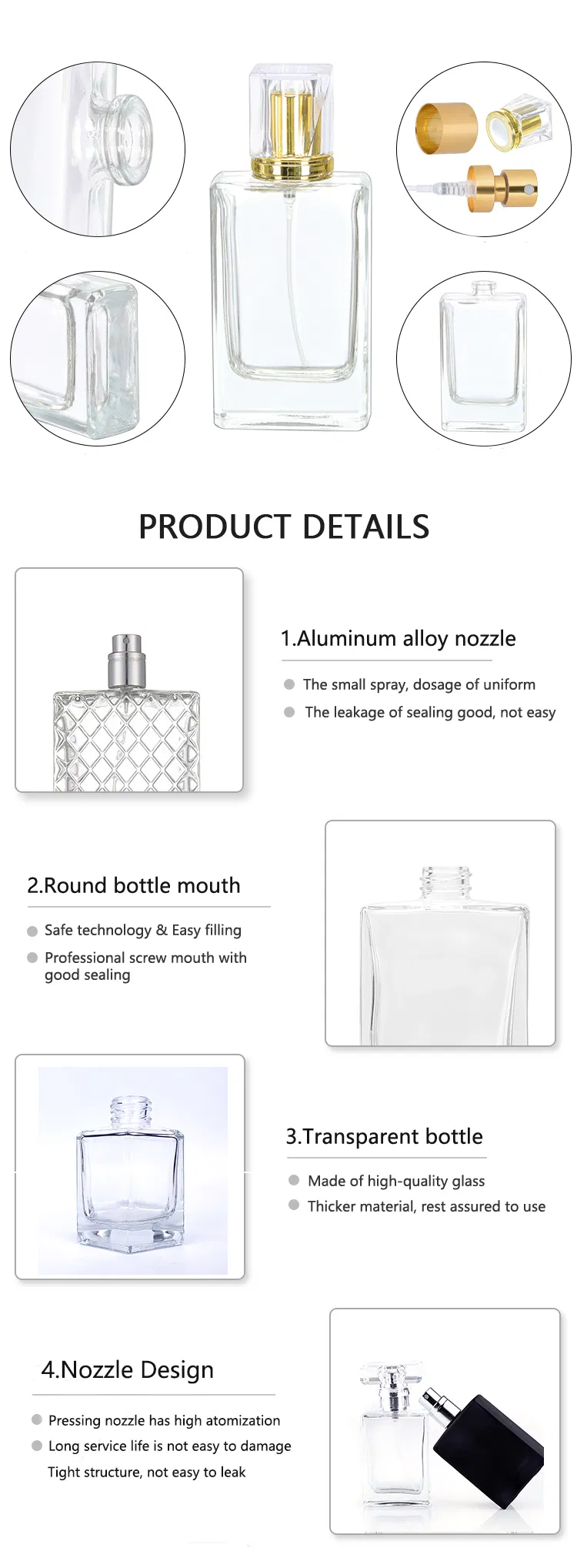 Custom Luxury Glass Perfume Bottle 100 Ml Empty Aromatherapy Bottles Wholesale