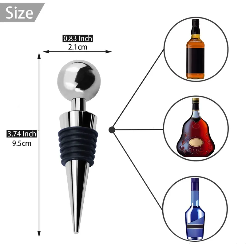 Custom Metal Pourer Spout Alcohol Bar Tool Zinc Alloy Silver Cocktail Champagne Red Wine Drink Stoppers Bottle Pourers