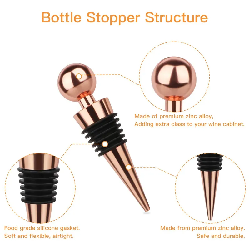 Custom Metal Pourer Spout Alcohol Bar Tool Zinc Alloy Silver Cocktail Champagne Red Wine Drink Stoppers Bottle Pourers