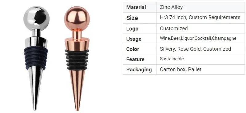 Custom Metal Pourer Spout Alcohol Bar Tool Zinc Alloy Silver Cocktail Champagne Red Wine Drink Stoppers Bottle Pourers