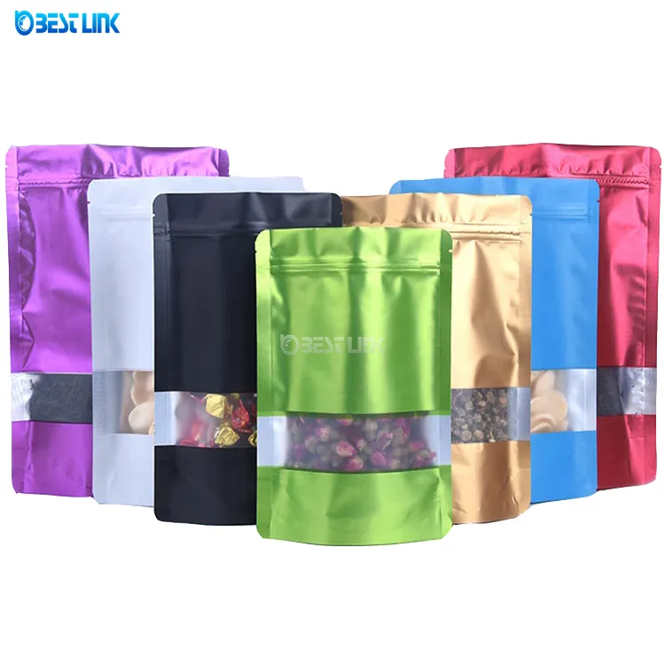 Custom Printed Reclosable Stand up Pouch Mylar Packaging Bags with Window & Zipper 200g