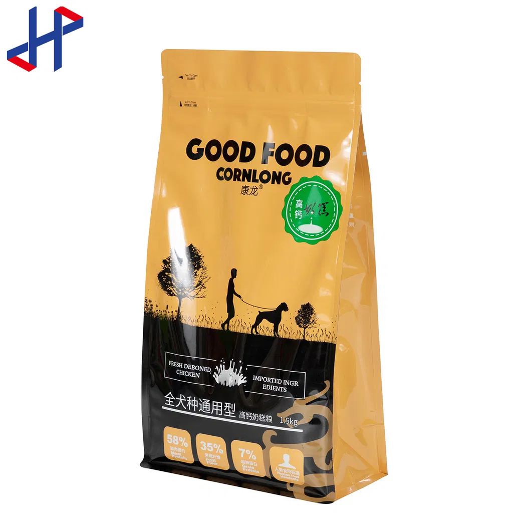 Custom Printing Design Pet Food Packaging Bag Dog Food Cat Food Zipper Moisture-Proof Sealing Kraft Paper Composite Square Bottom Independent Bag