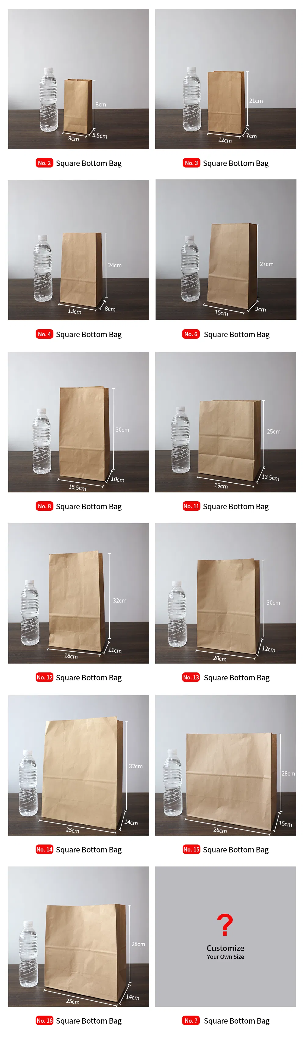 Custom Printing Takeout Baking Bag Brown Kraft Paper Packing Bags for Food