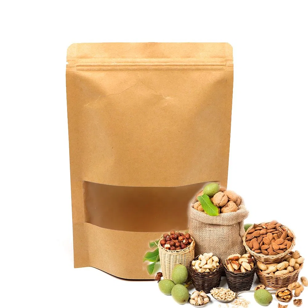 Custom Stand up Kraft Paper Bag Packing for Beef Jerky with Window