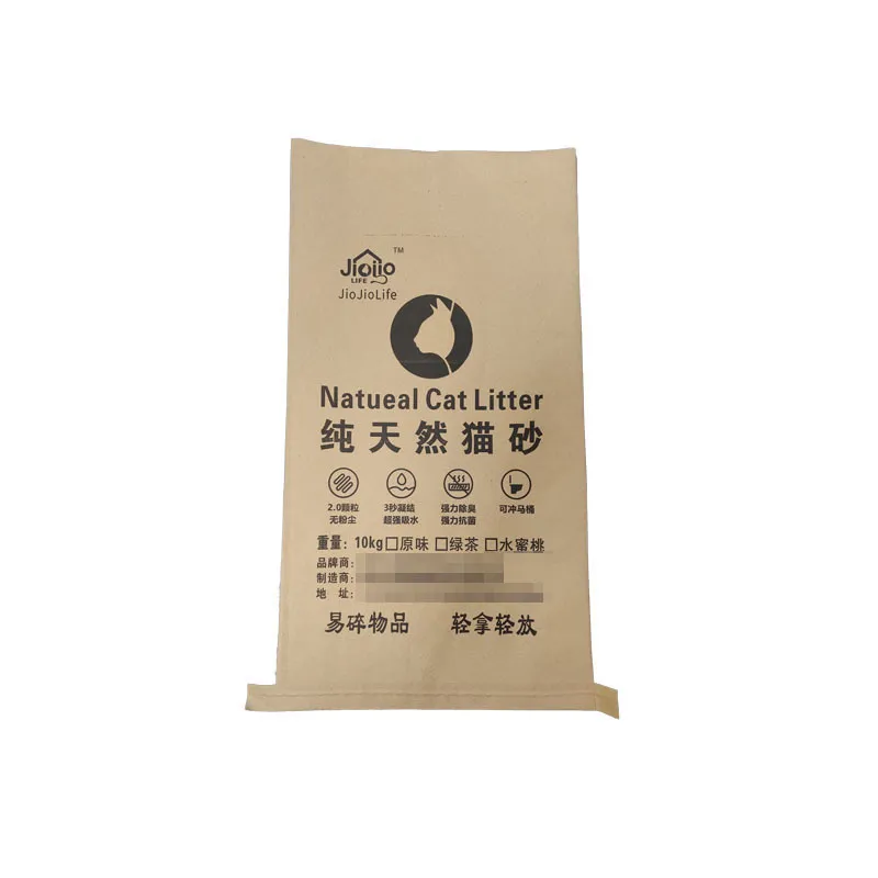 Customized Pet Food Cat Litter Kraft Paper Laminated PP Woven Composite Large Packaging Bag